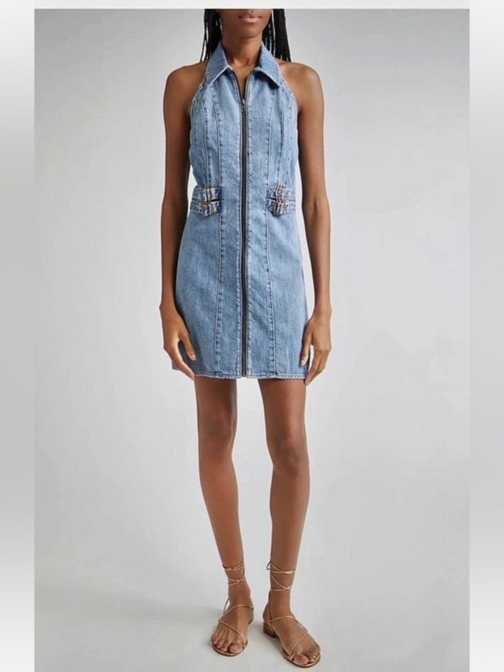 Alice + Olivia Axelle Denim Minidress Denim Sleeft Mini Dress in Blue